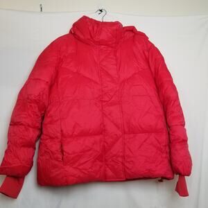 BCBGeneration Premium Performance Womens Red Hooded Puffer Coat Jacket Zip X LG